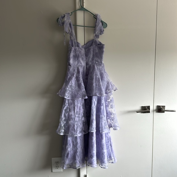 Lulu’s Glamorous Sweetie Lavendar Burnout Dress - Picture 3 of 3